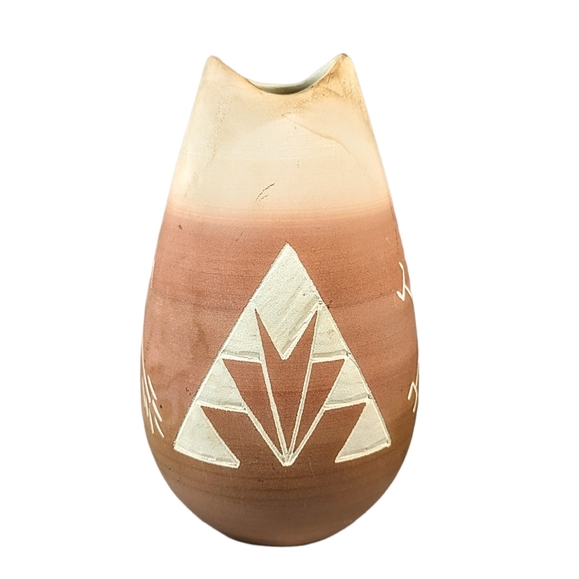 Unknown Other - Native American Signed Vase With Aztec Design Vintage